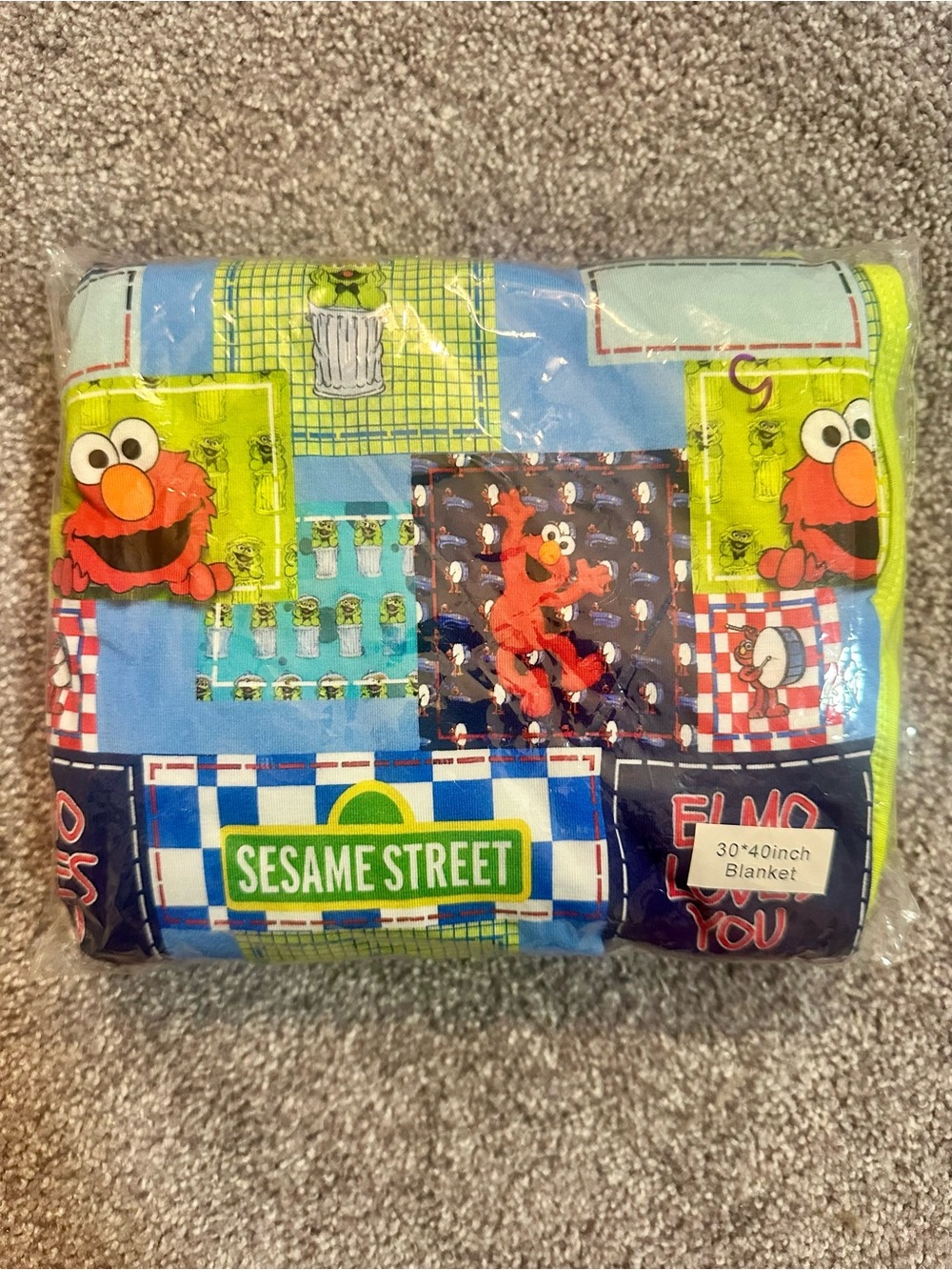 NEW Sesame Street Elmo Patchwork Bamboo Blanket
